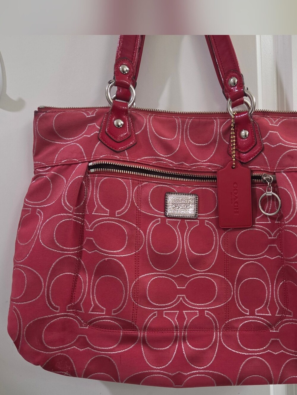 Coach Poppy Glam Sateen signature Tote